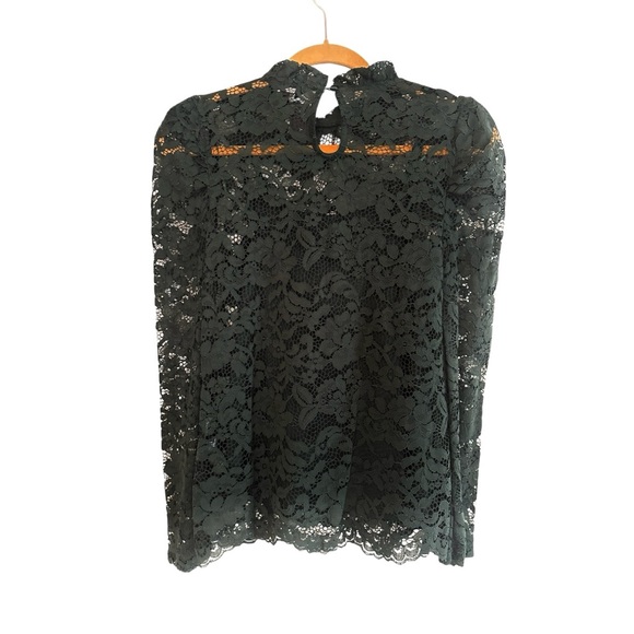 Adiva Dark Green Lace Top - Picture 3 of 3